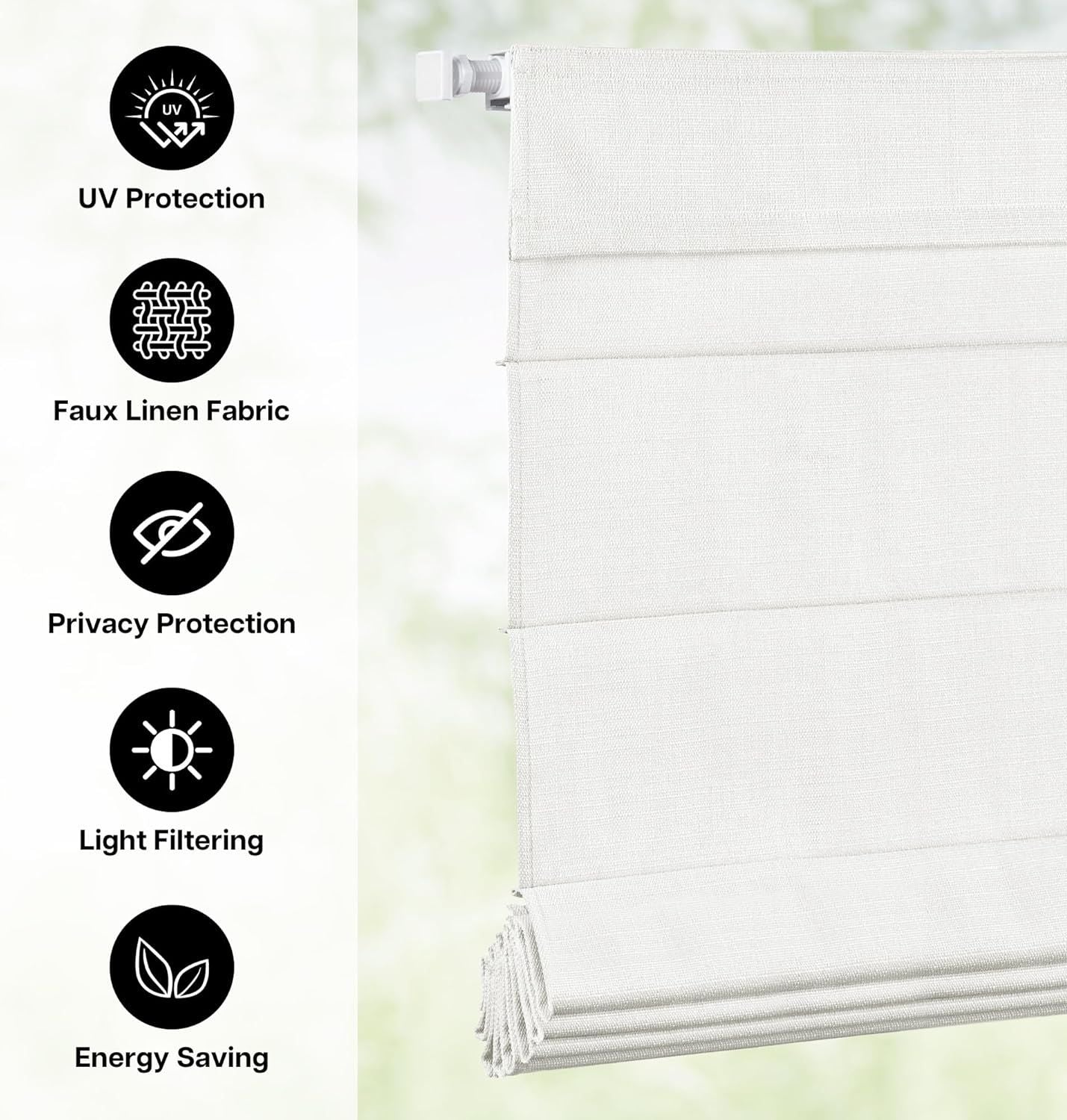 No-Drill Cordless Roman Shade – Up in 30 Seconds
