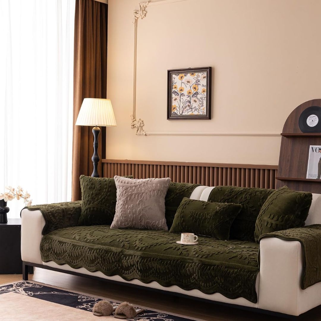 Leaf plush sofa cover