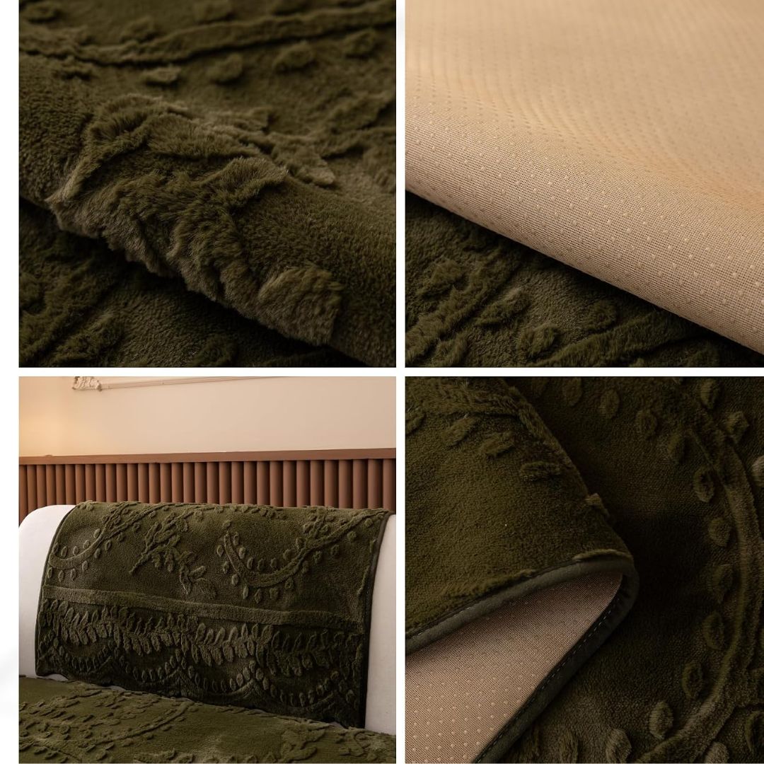 Leaf plush sofa cover