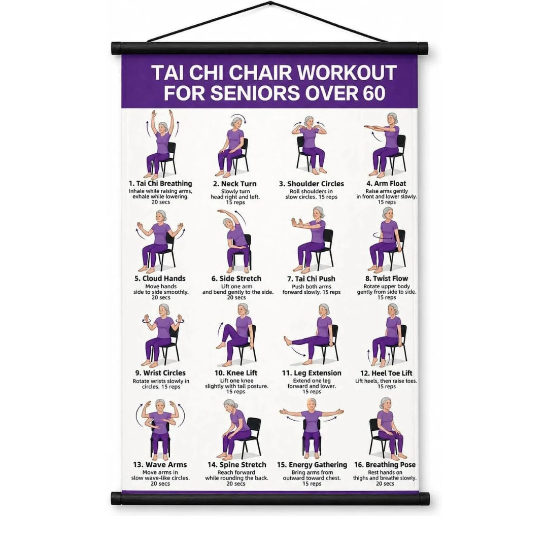 Chair Tai Chi Workout Chart: 16 Gentle Seated Exercises