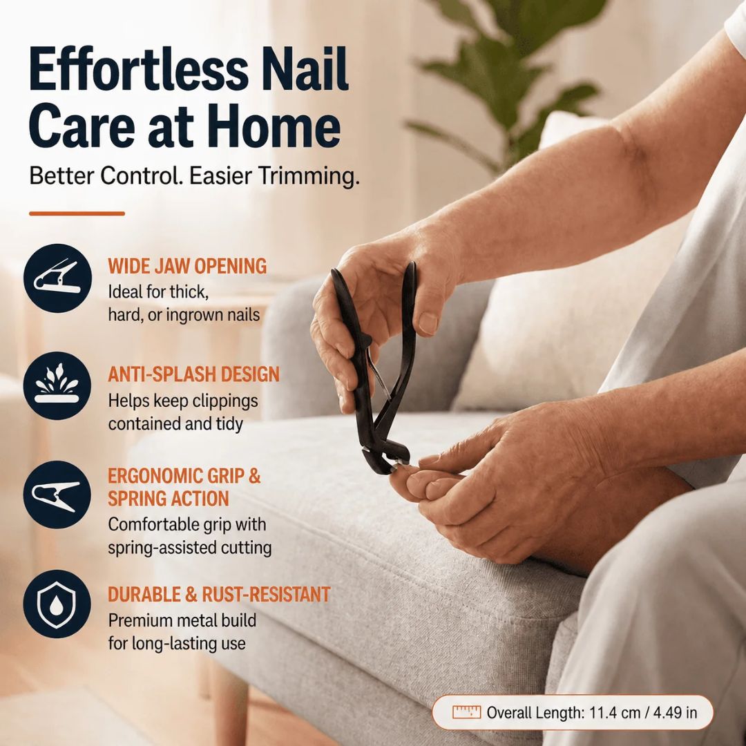 Long-handle toenail clipper - easier reach, cleaner cuts