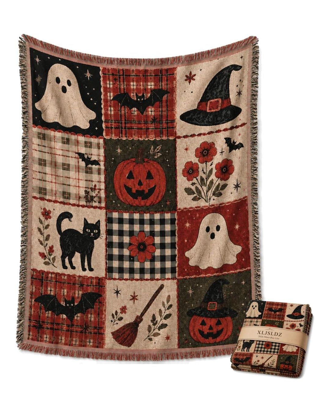 Vintage Halloween tapestry blanket