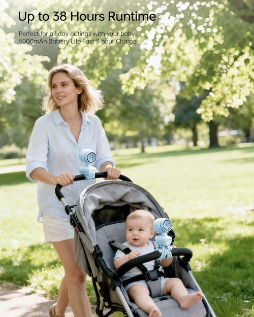 Baby Fan with Flexible Legs – Comfortable Babies on Walks, Drives and Naps