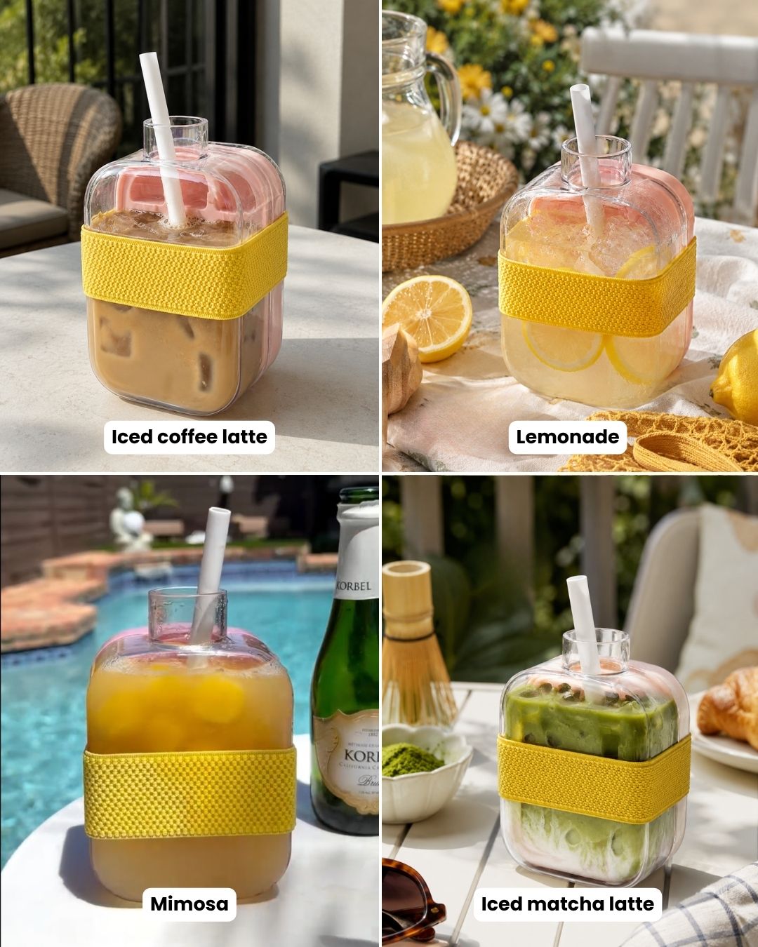 Ice Cube Bottle with Straw - 500ml