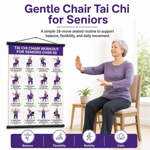 Chair Tai Chi Workout Chart: 16 Gentle Seated Exercises
