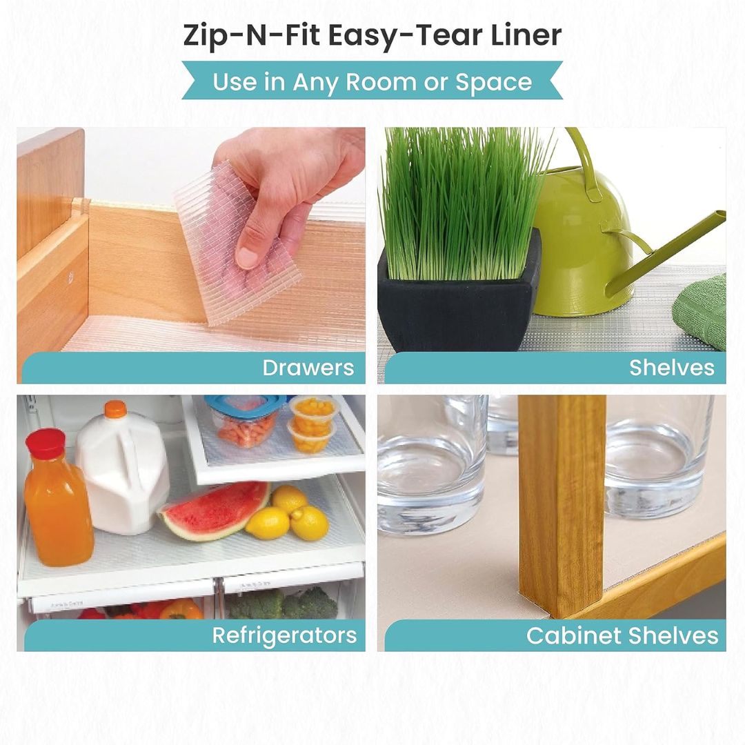 Zip-N-Fit Shelf Liner - Cut-Free Protection for Drawers and Shelves