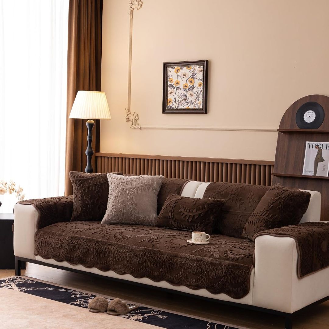 Leaf plush sofa cover