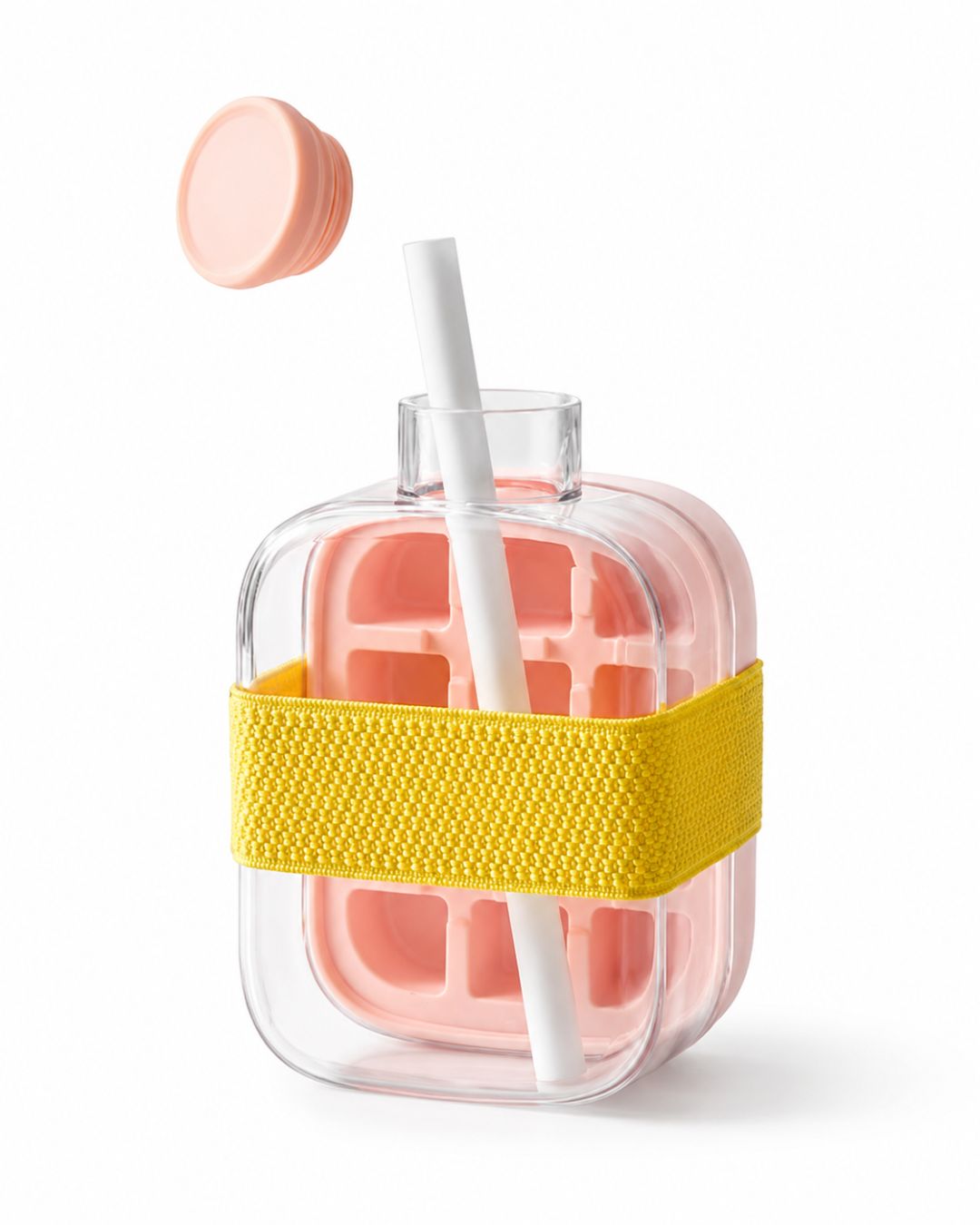 Ice Cube Bottle with Straw - 500ml