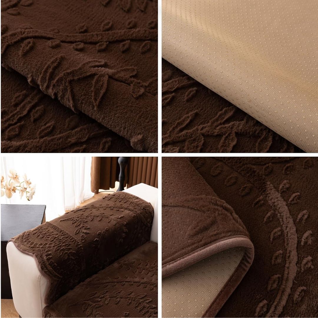 Leaf plush sofa cover
