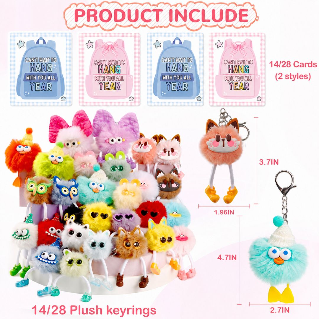 Kids plush keychain set