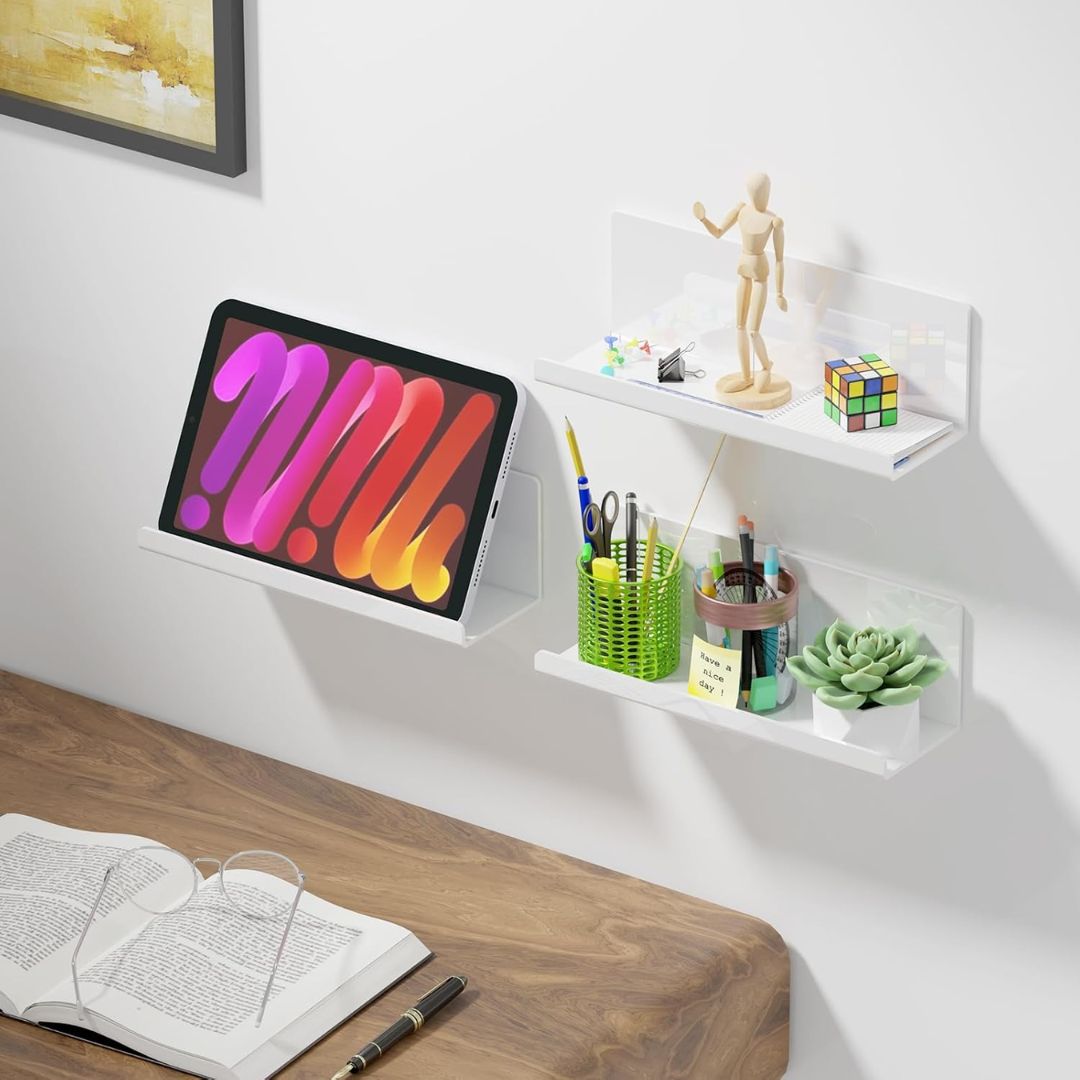 No-Drill Acrylic Wall Shelves