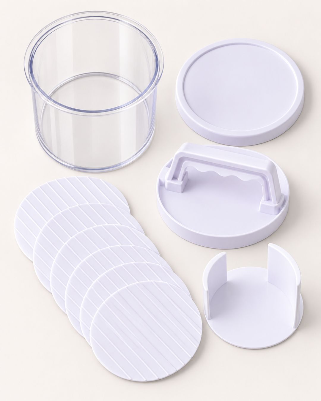 Burger Press Set | Eight Even Patties, Stacked and Ready to Grill