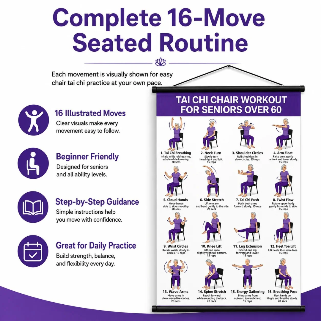 Chair Tai Chi Workout Chart: 16 Gentle Seated Exercises