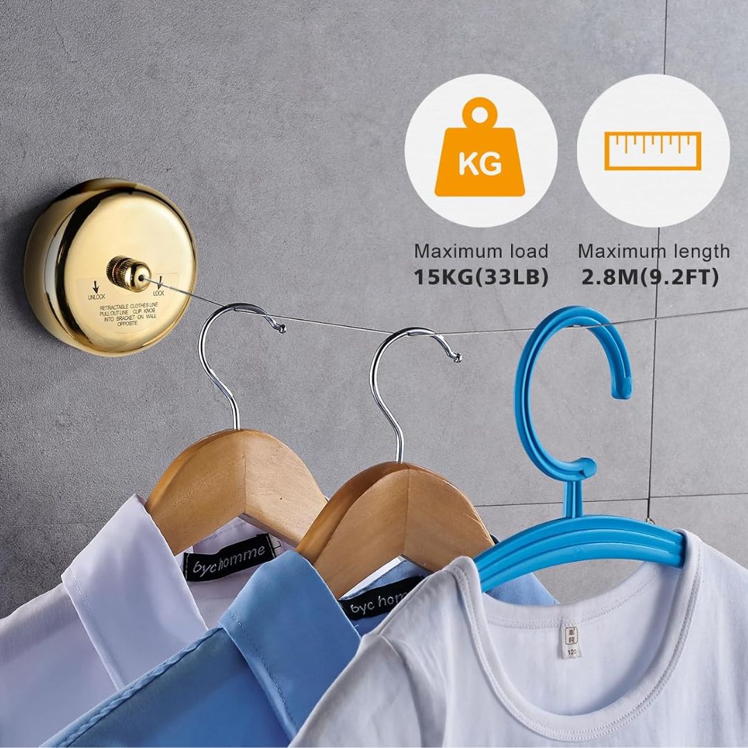 Retractable Steel Clothesline - strong drying space, without the bulky rack
