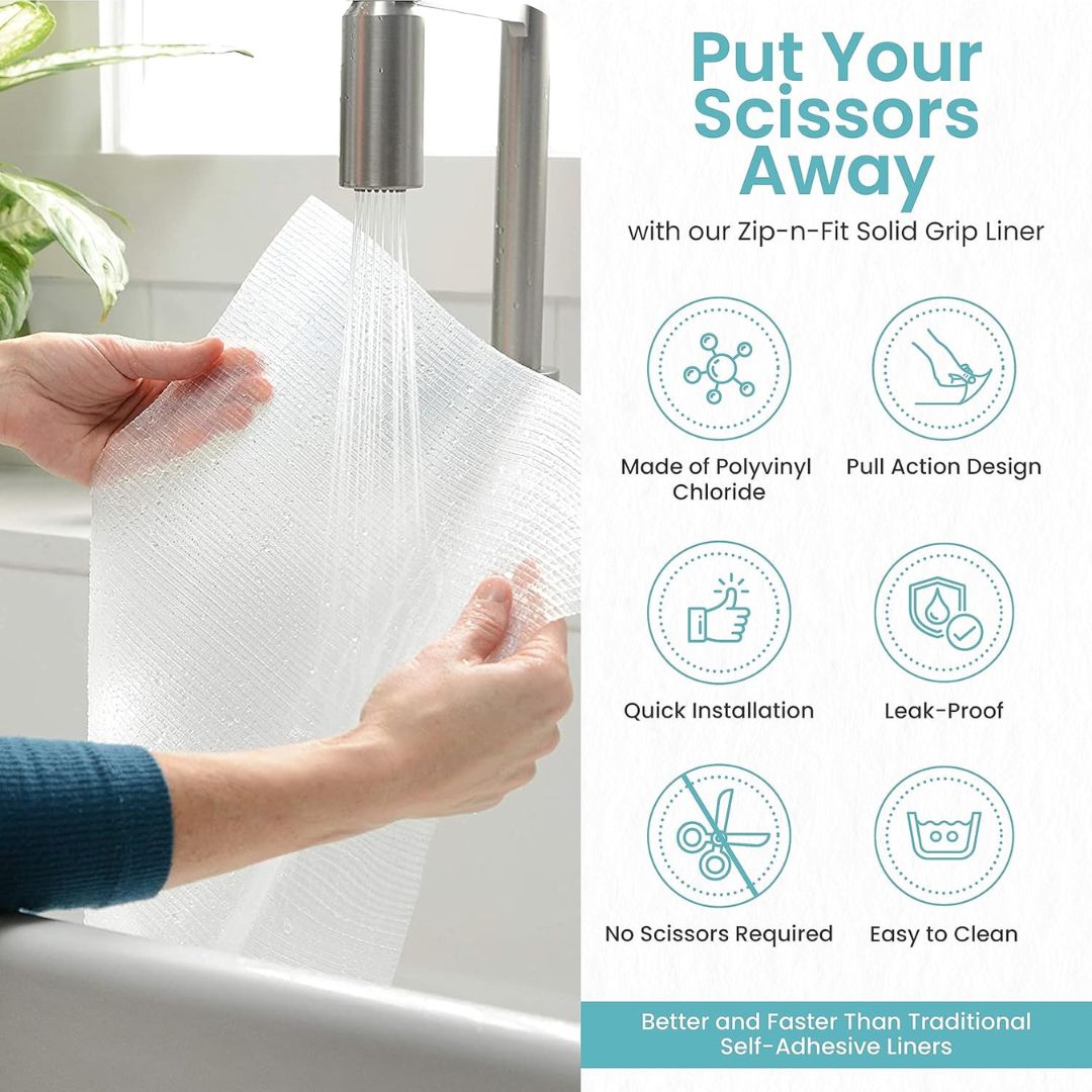 Zip-N-Fit Shelf Liner - Cut-Free Protection for Drawers and Shelves