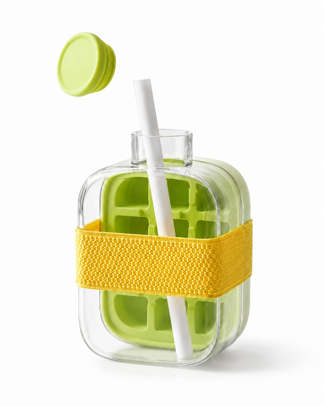 Ice Cube Bottle with Straw - 500ml