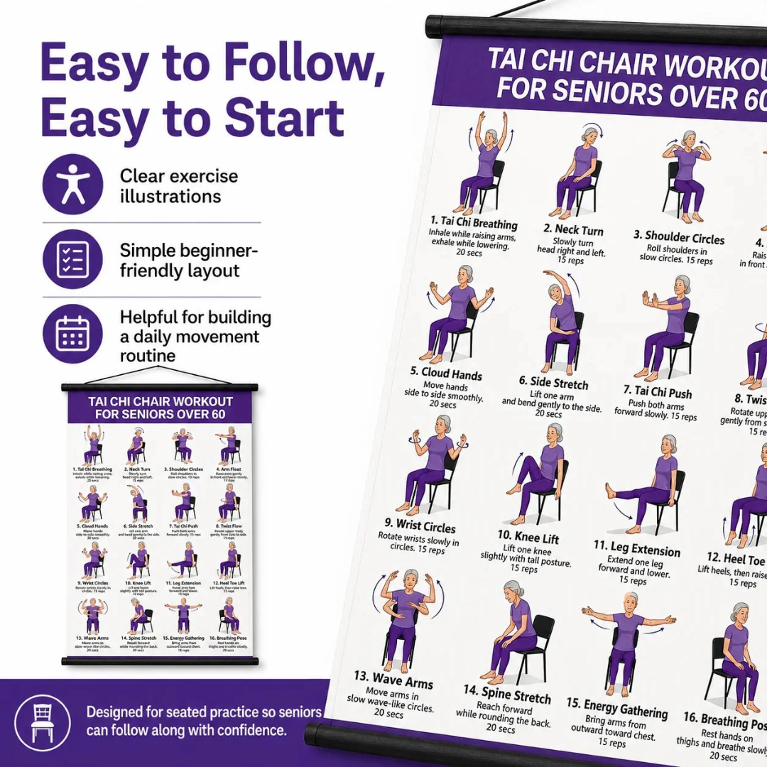Chair Tai Chi Workout Chart: 16 Gentle Seated Exercises