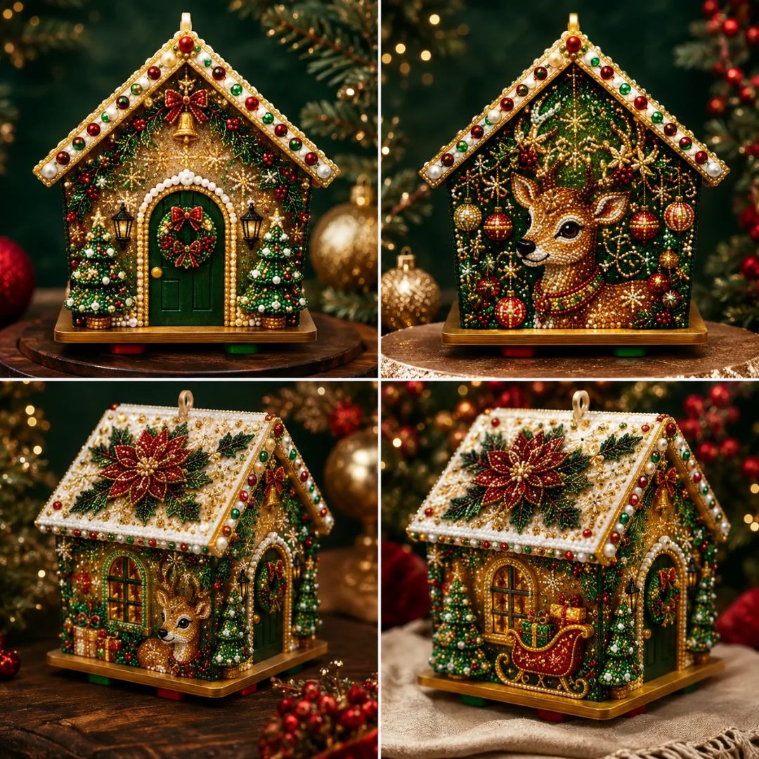 DIY Pearl Art Christmas House