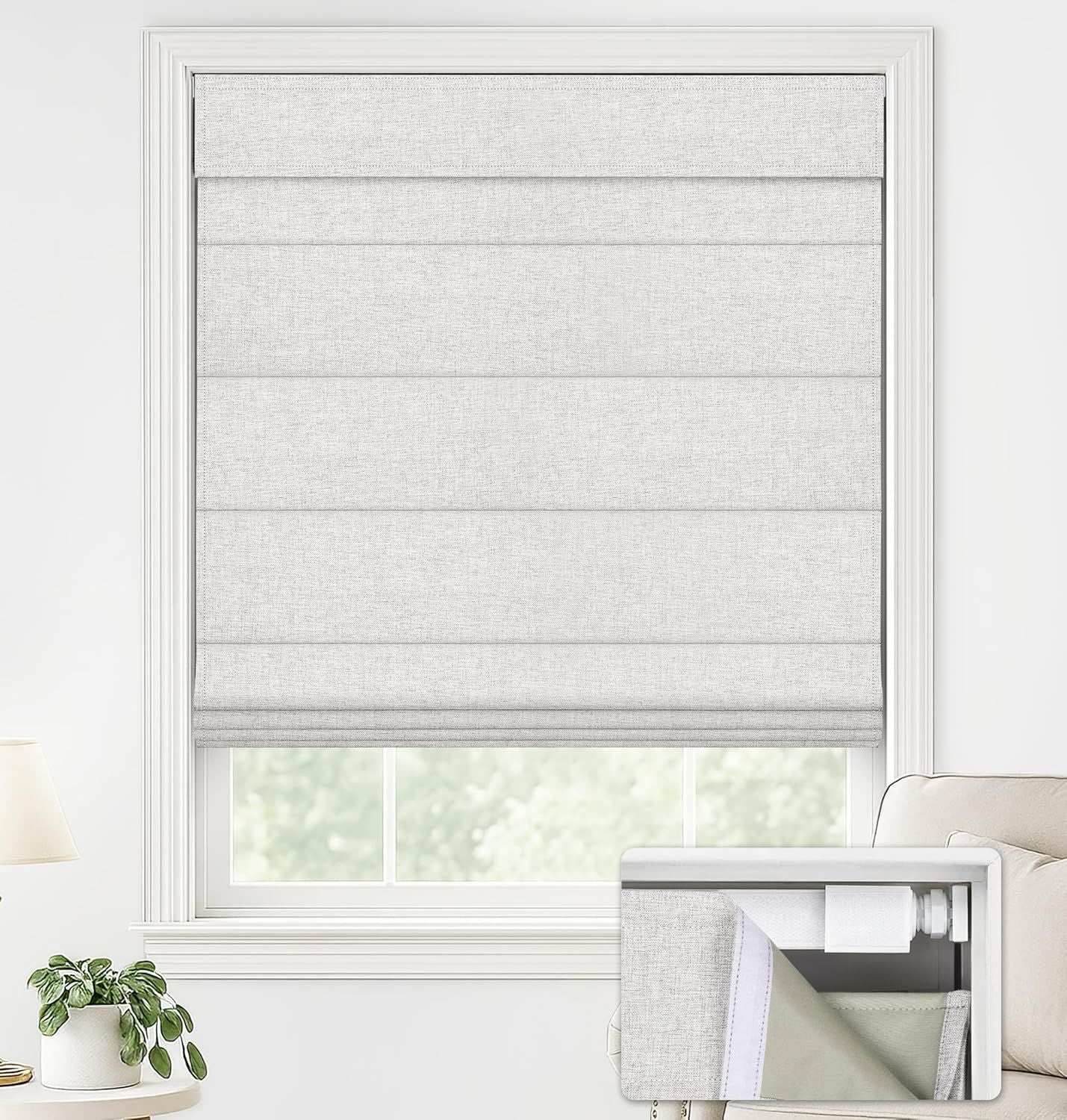 No-Drill Cordless Roman Shade – Up in 30 Seconds