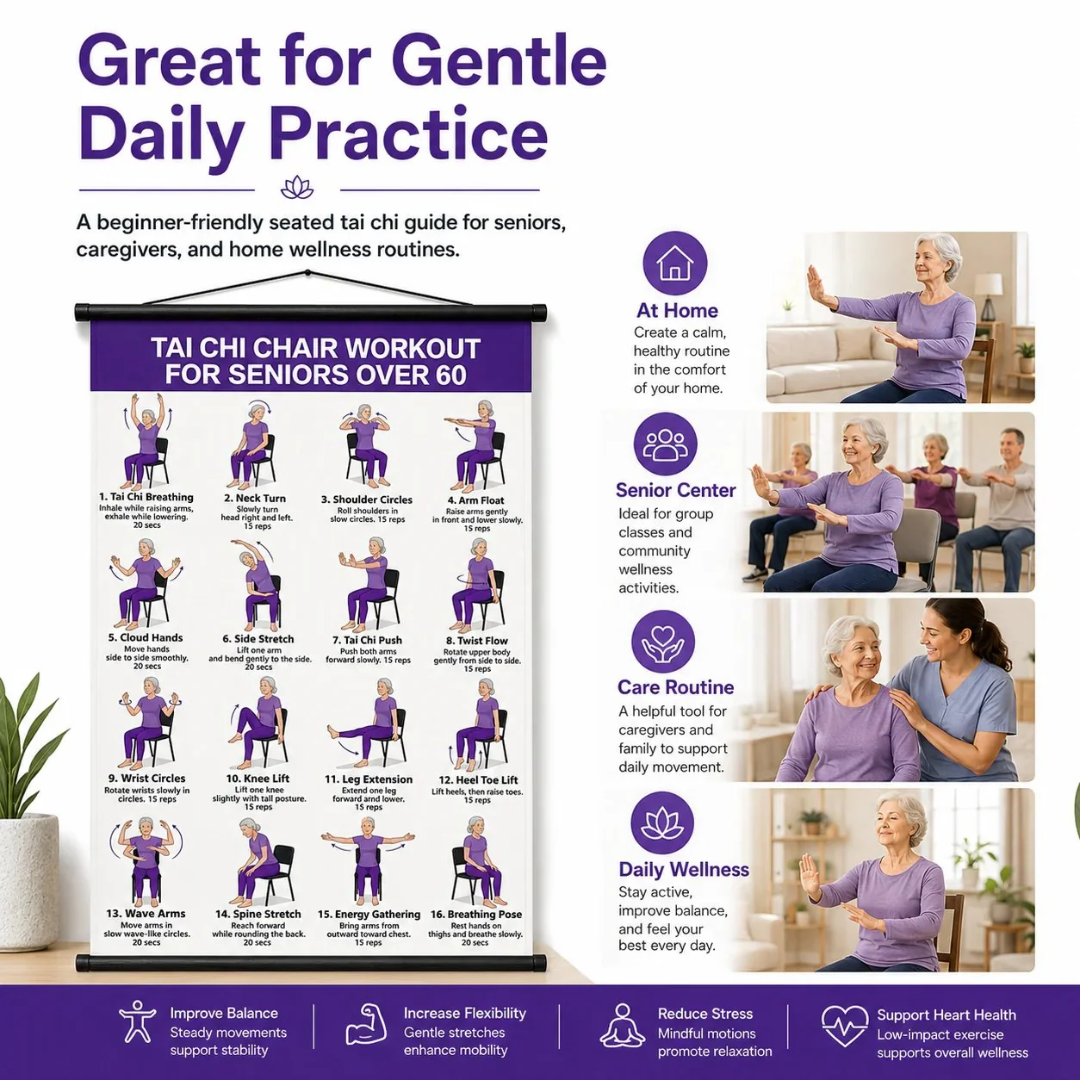 Chair Tai Chi Workout Chart: 16 Gentle Seated Exercises