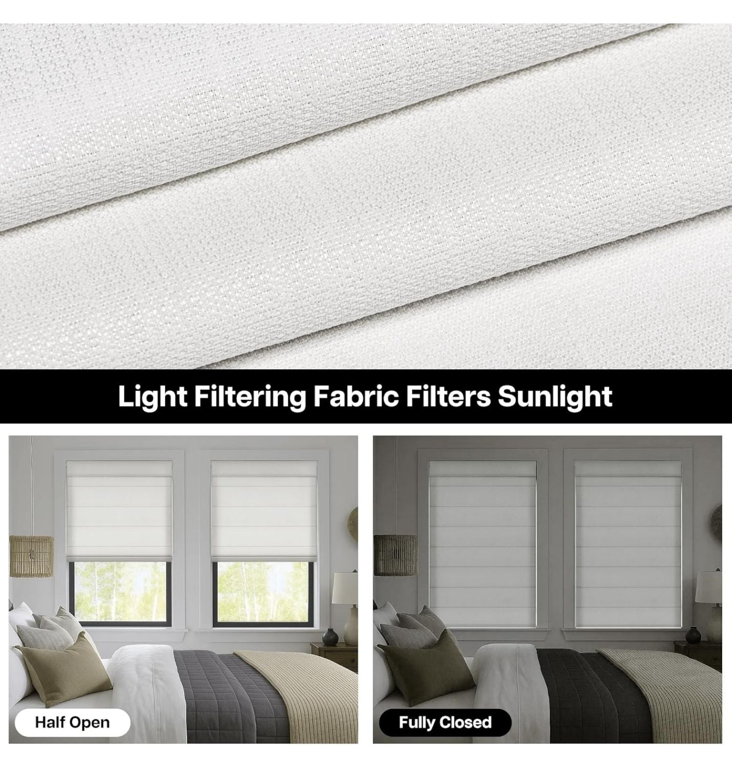 No-Drill Cordless Roman Shade – Up in 30 Seconds