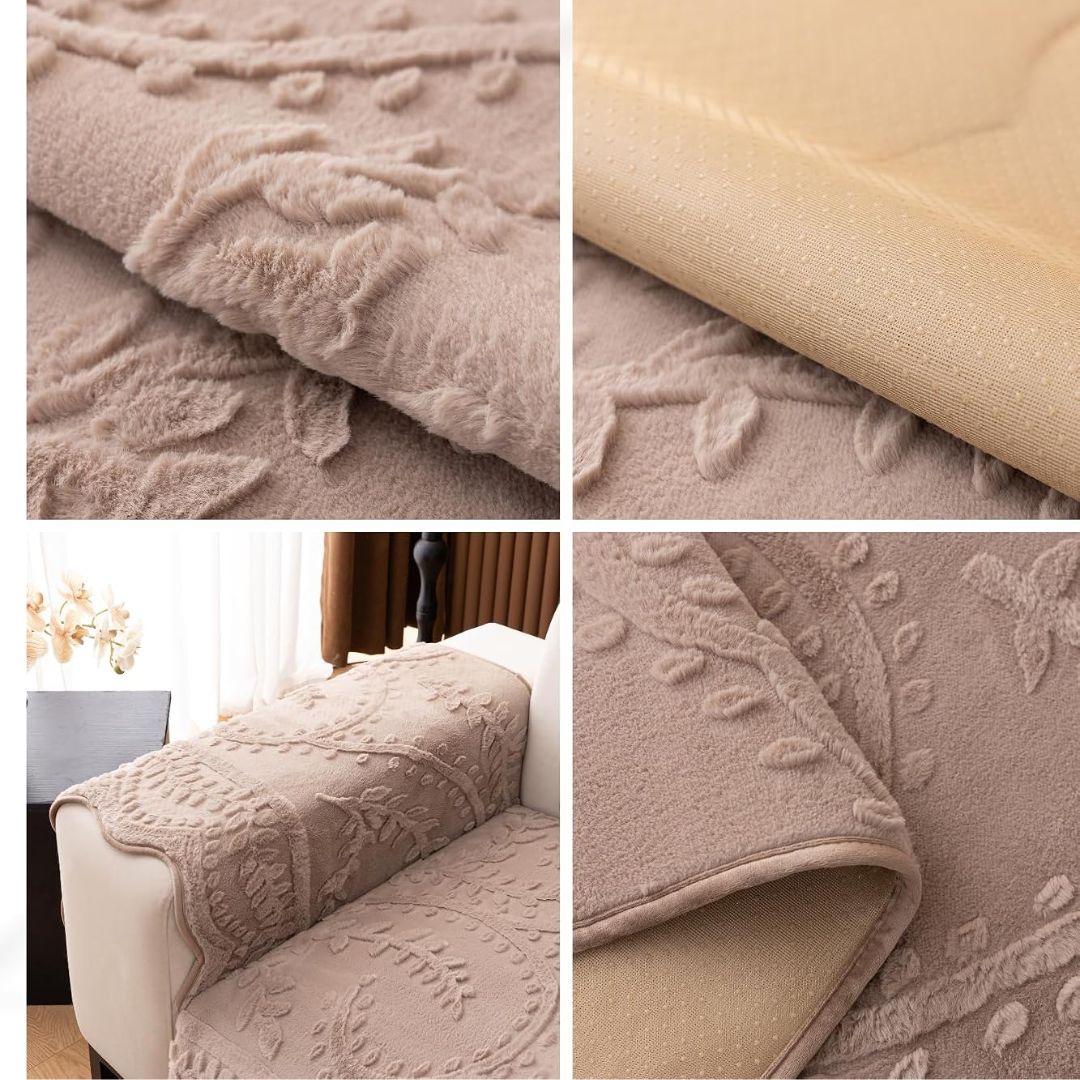 Leaf plush sofa cover