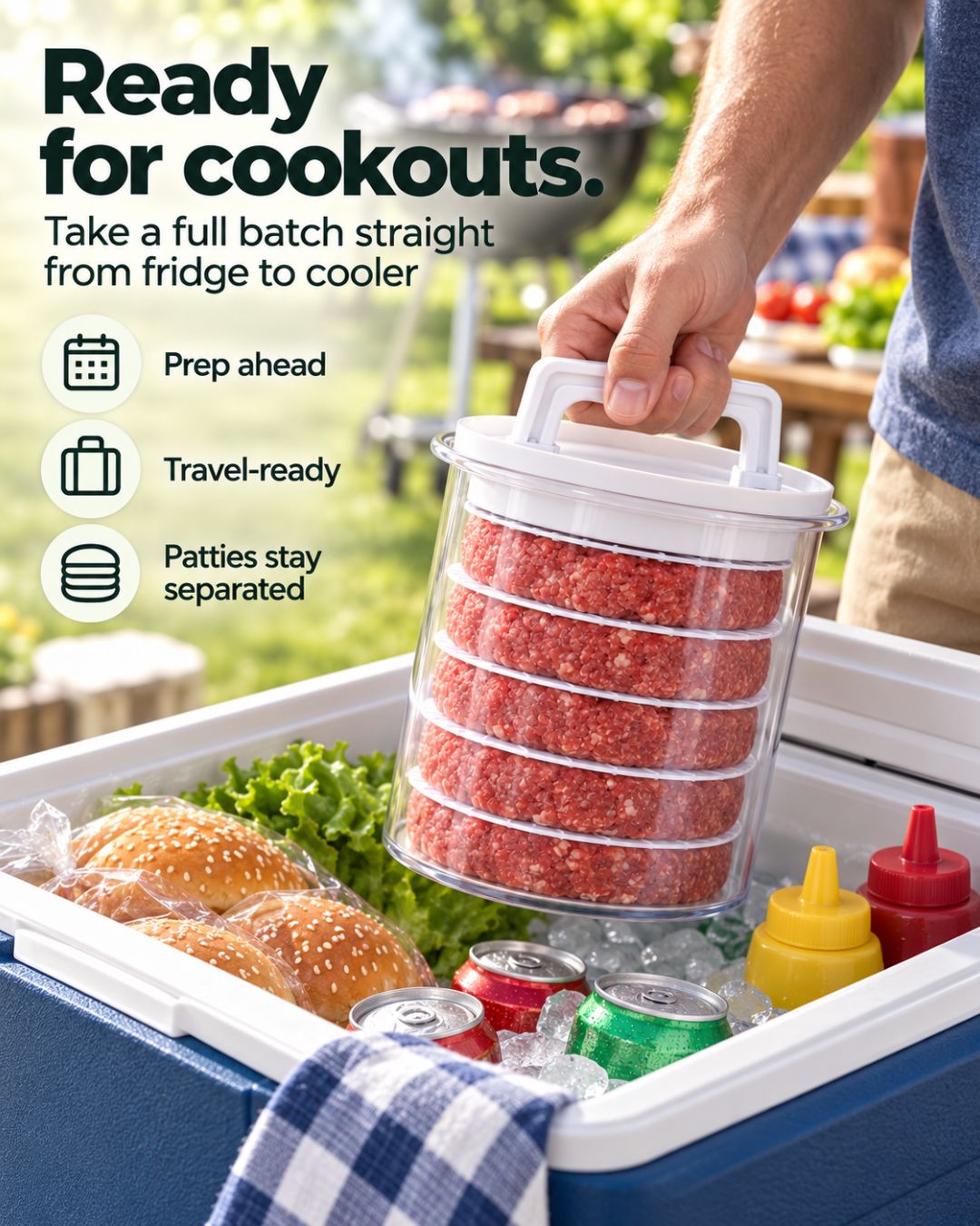 Burger Press Set | Eight Even Patties, Stacked and Ready to Grill