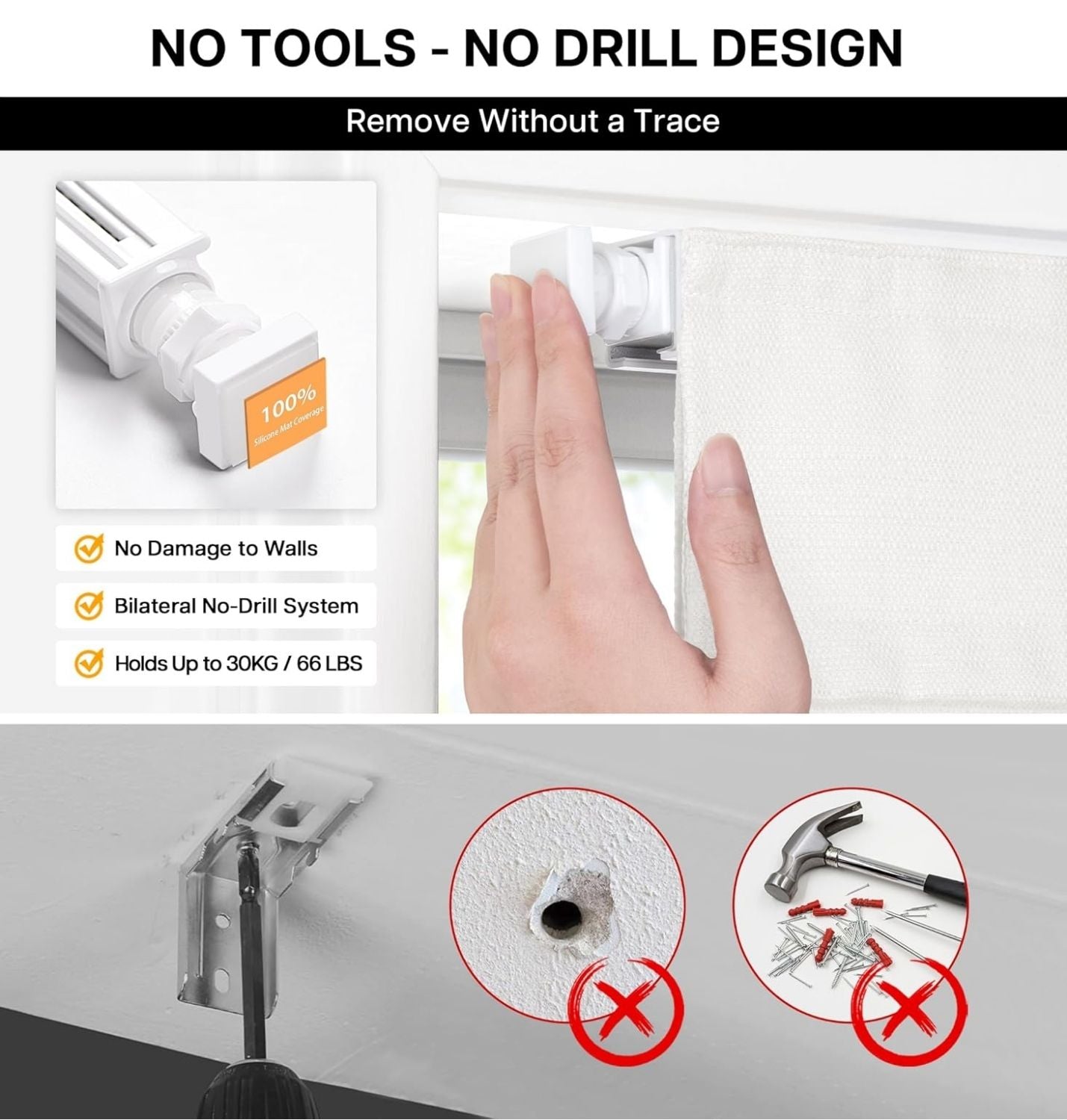 No-Drill Cordless Roman Shade – Up in 30 Seconds