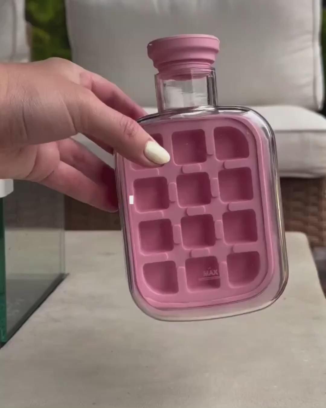 Ice Cube Bottle with Straw - 500ml
